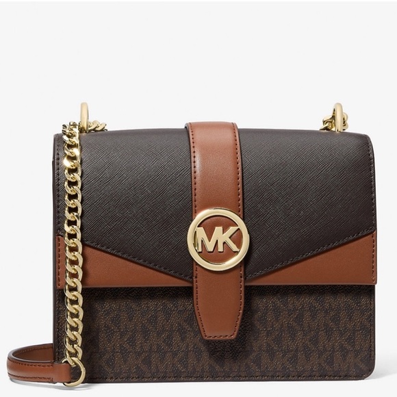 Michael Kors Greenwich SM Color-Block Signature Logo Crossbody Bag